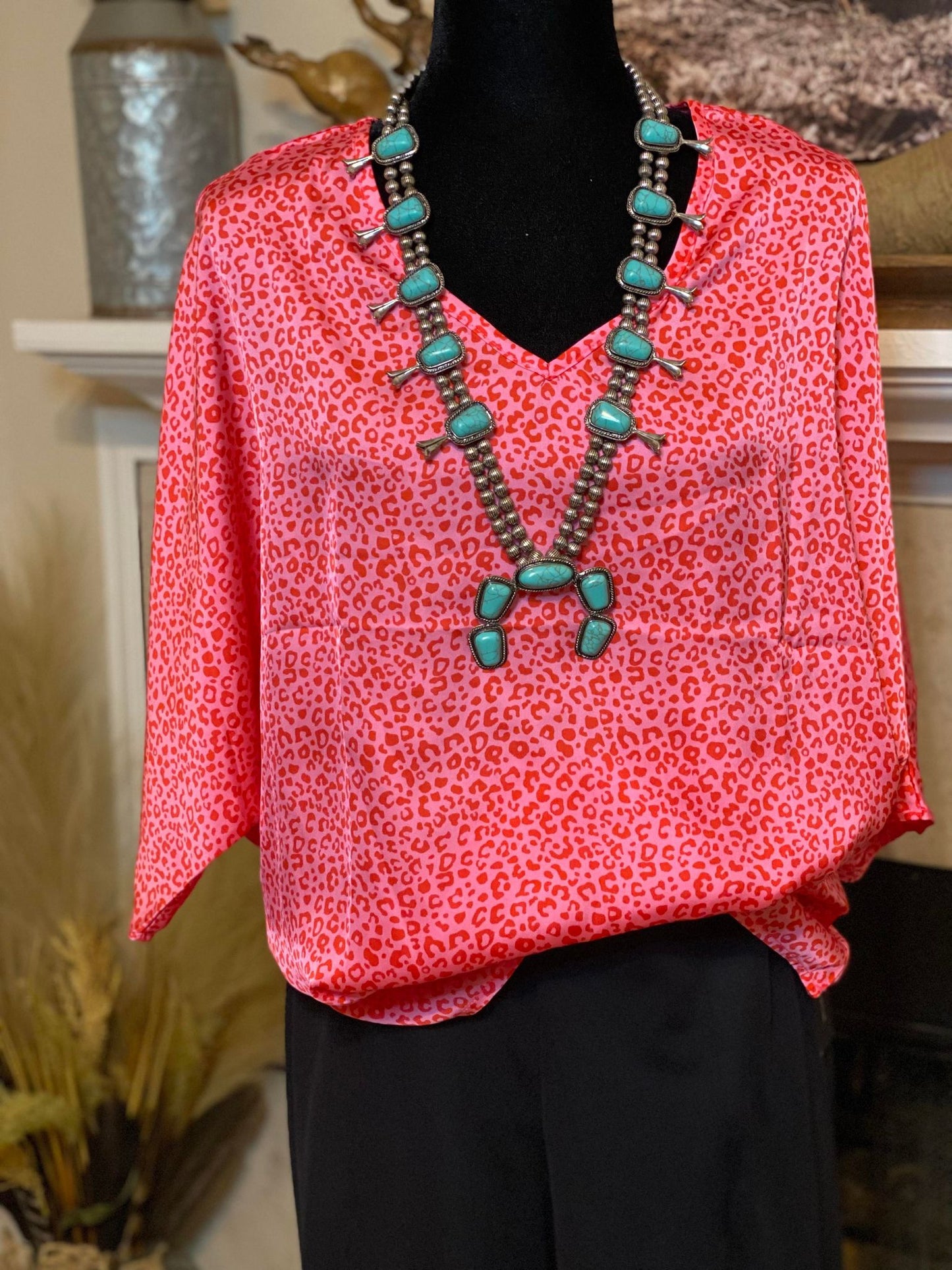 Rose Leopard Print Oversized Top